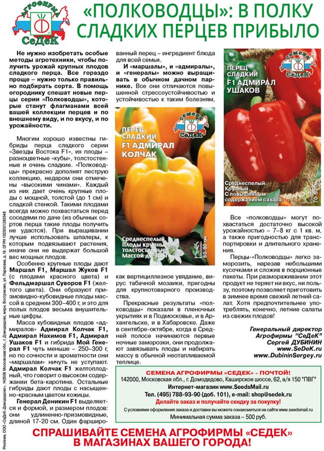Перец Адмирал Нахимов F1: характеристика и описание сладкого сорта, нюансы выращивания