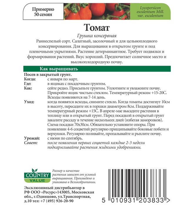 Описание гибридного томата Грушка консервная и особенности выращивания